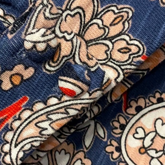 BODEN V-Neck Puff Sleeves Blue Paisley Cotton-Jersey Mini Dress, Size 16/18L NWT - Picture 10 of 16